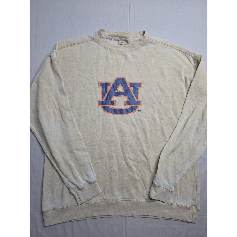 Chicka-d Auburn Tigers Football Sweatshirt Womens Medium Oatmeal Cotton Pullover